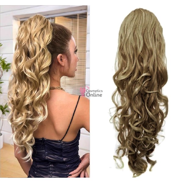 Extensie de par coada tip Mesa ondulata cu elastic de 60 cm Saten Mediu Ash 39146